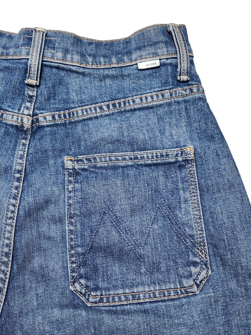 Mother Denim The Patch Rambler Rolled Short Globe Trotter Blue Women Size 26 - Picture 5 of 12